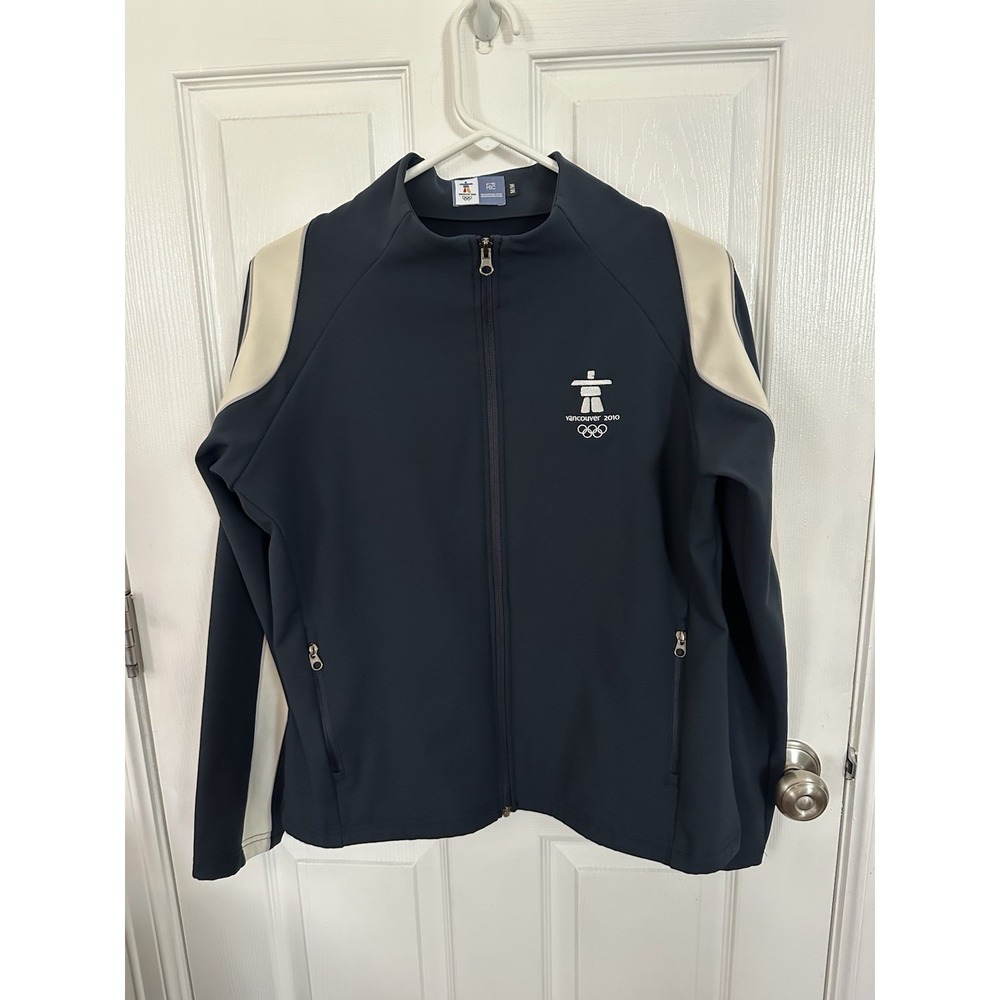 HBC Olympic Canada Medium Woman Soft Shell Blue Jacket Zip Up